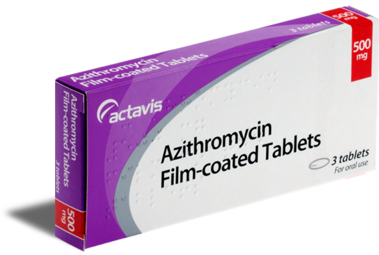 Förpackning med Azithromycin 500 mg tabletter